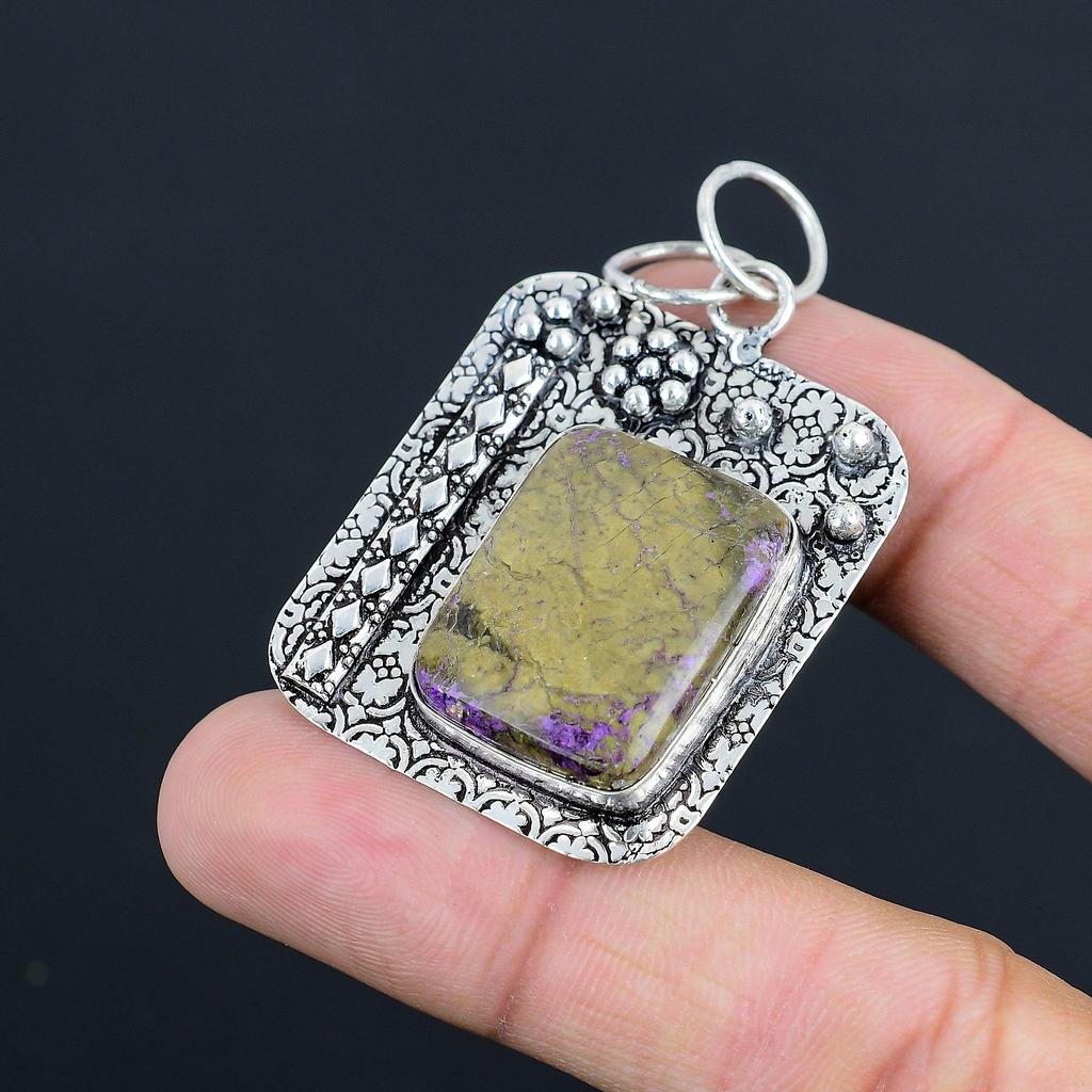 Sisters Day Deal 925 Silver Natural Purpurite Ethnic Birthday Engagement Pendant