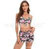 Women S Split Swimsuit Tie Side Bikini Briefs Floral Print Female Swimwear