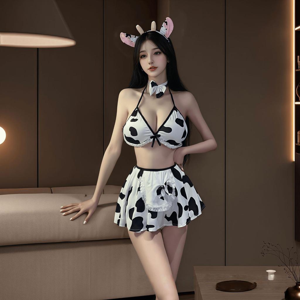 Large size new pure desire three-point cow Mama suit sexy hot passion cosplay temptation sexy lingerie