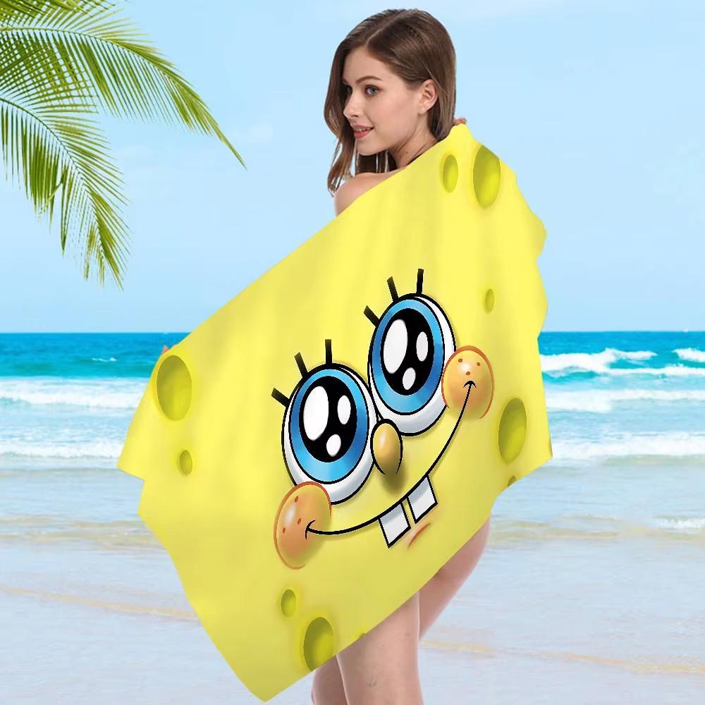 S-SpongeBob SquarePants Beach Towel, Fast Drying High Absorbency Lightweight for Pool Camping Travel Gym Summer Fun