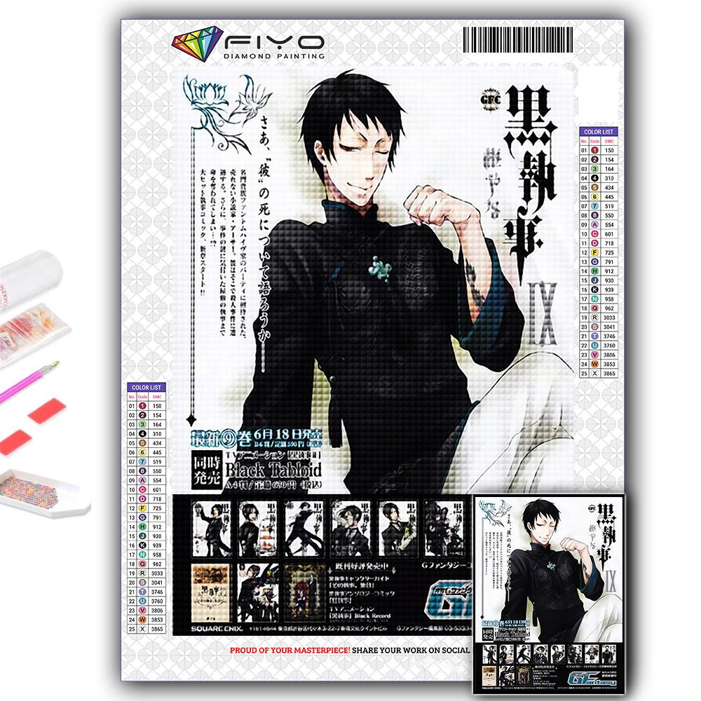 5D Diy Diamond Painting Anime Black Butler Cross Stitch Full Diamond Embroidery Mosaic
