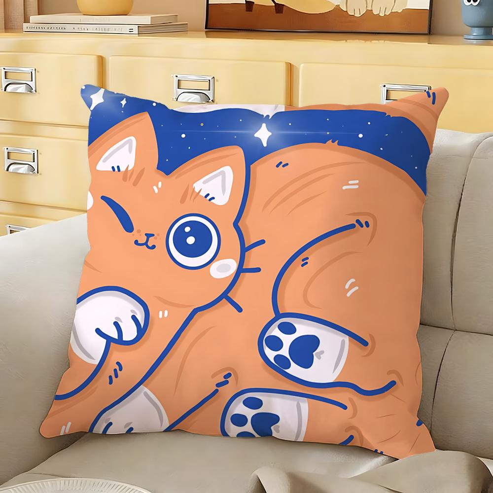 chubby cute orange cat Cushion Cover Soft Durable Reversible Pillow Cover Home Car MultiScene Daily Comfort Pillowcase