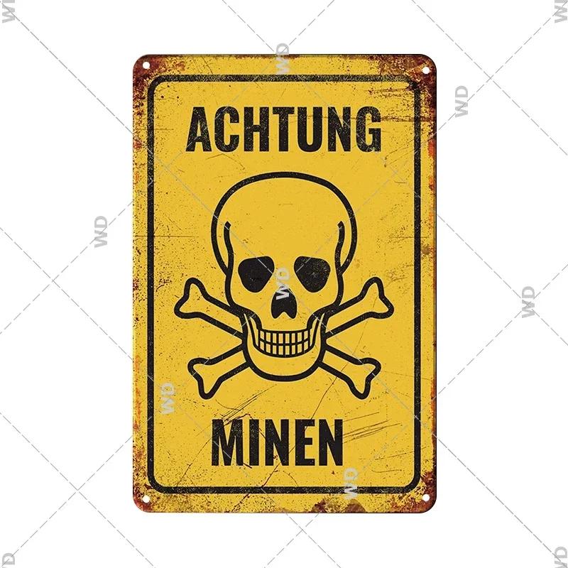 CautionCharm Vintage Metal Plaque - Warn Slogan Design - Great for Door, Factory & Home Wall Decor - Retro Caution Sign Poster