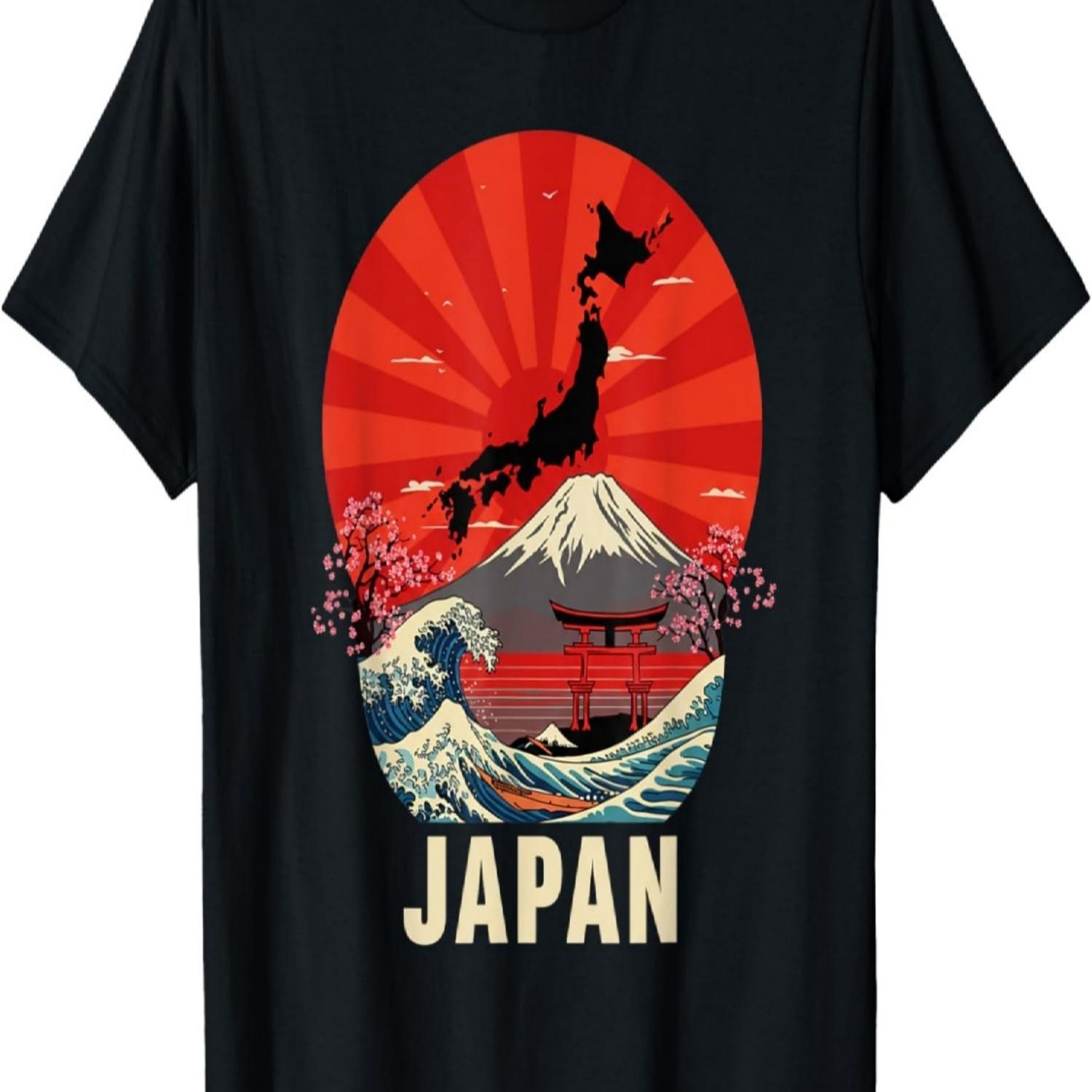 Japan Art Rising Sun Culture Mt Fuji Cherry Blossom  T-Shirt S чёрный