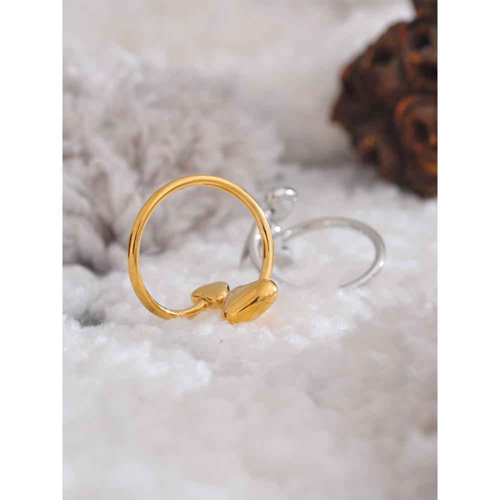1PC Edelstahl Liebesring Weibliche Persönlichkeit Hip Hop Handpolierter Herz offener Ring