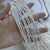 1 pramen, Bílé přírodní sladkovodní perly, Ručně vyráběné rýžové perly pro výrobu šperků DIY řemesla (Korálky 2-3 mm, Délka 36 cm)