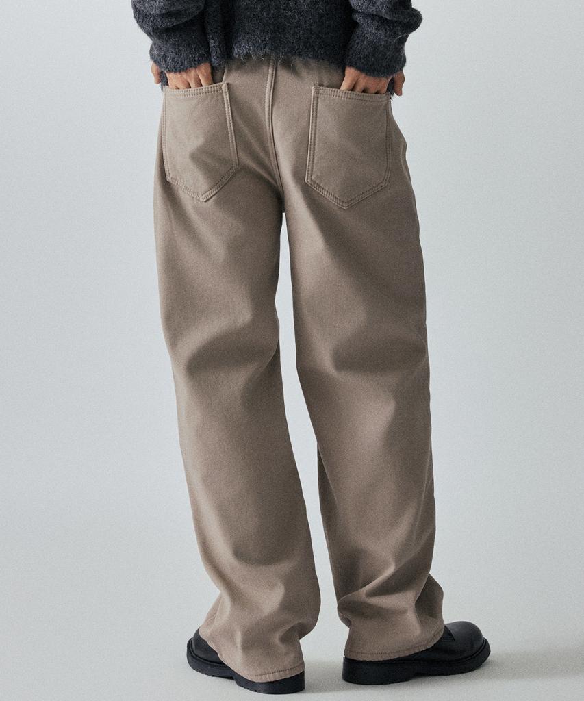 LXT Brushed Cotton Back Elastic Semi-Wide Chino Pants [Beige]