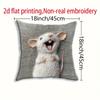 1Pc Cute Happy Mouse Throw Pillow Cover, 2D Double-Sided Print Soft Polyester Cushion Case For Home Sofa Bedroom Car Decor