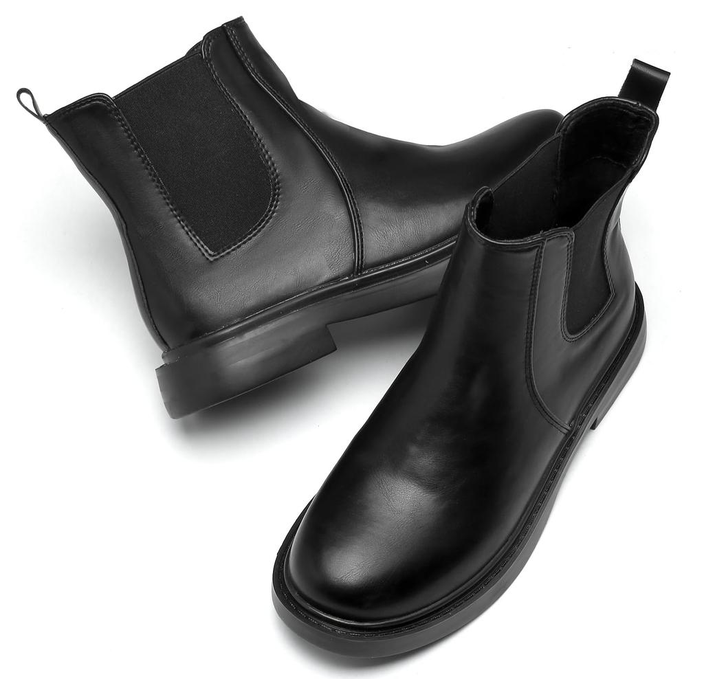 DADAWEN Women's Chelsea Boots, Side Gore, Short Boots, Water-Repellent, Soft, Easy To Walk In, Fall/Winter Shoes, Black, Size 24.5cm