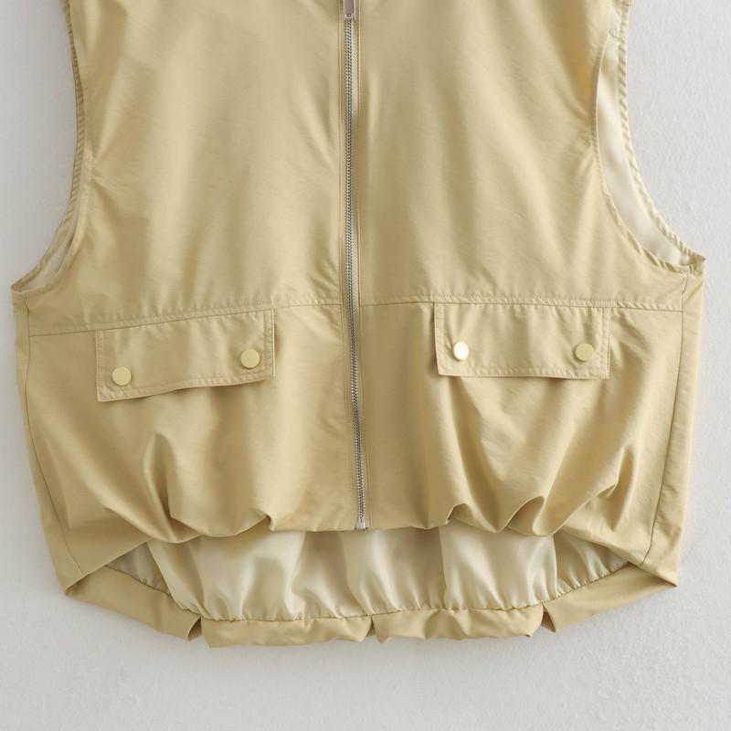 Y2K Summer Loose Casual Cardigan Women's Vest Fashion Lunch Break Solid Colour Zip Vest