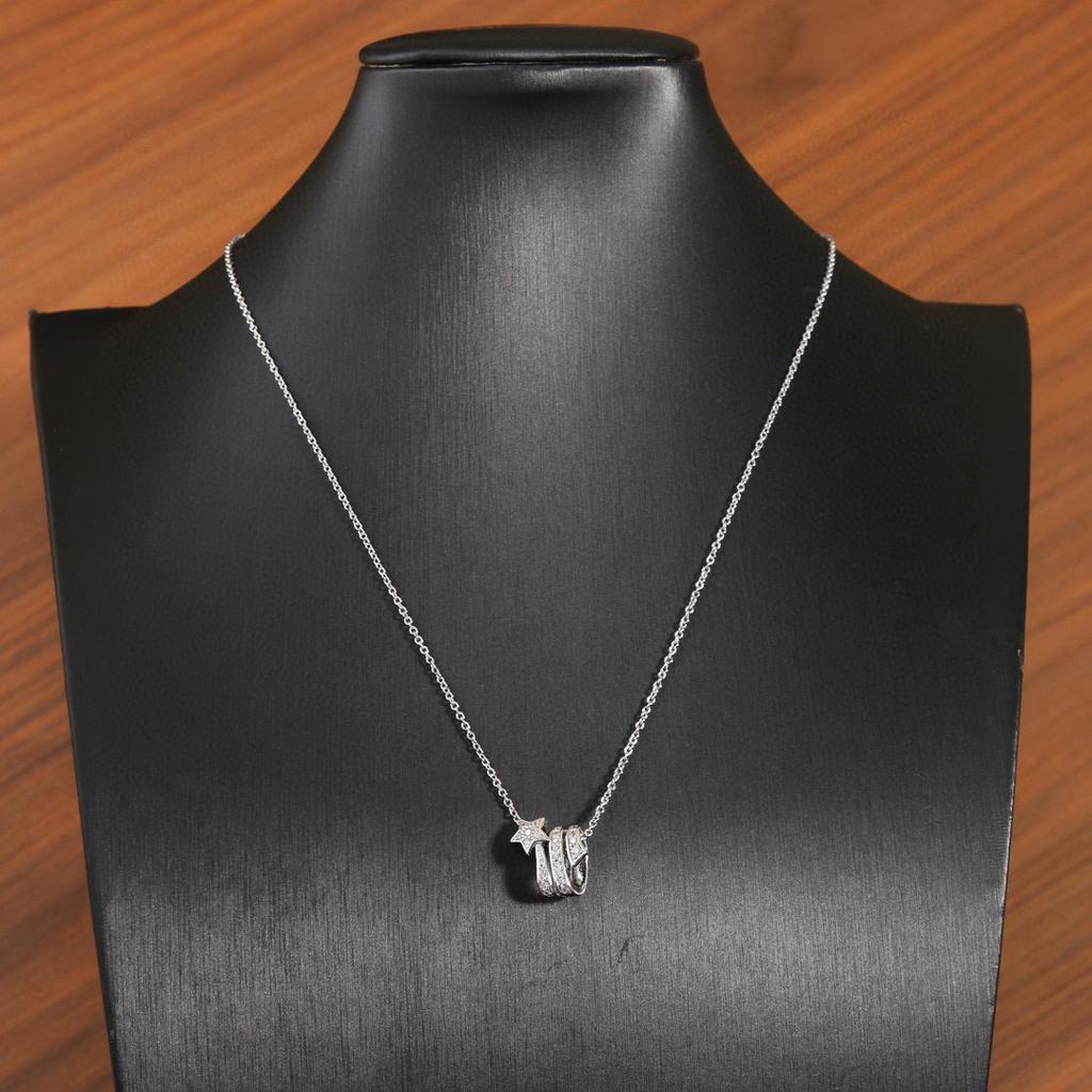 New Hot Brand Vintage Full Diamond Necklace Luxury Jewelry For Women Designer Pendant Pure 925 Sliver Party Long Chain Necklaces