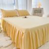 1pc Solid Color Bed Skirt Wtih Lace All Around All-seasons Bed Cover with Ruffles Queen/King Roupa De cama(Without Pillowcase)