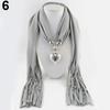 Women Fashion Soft Bead Tassels Scarf with Love Heart Charm Pendant Accessory