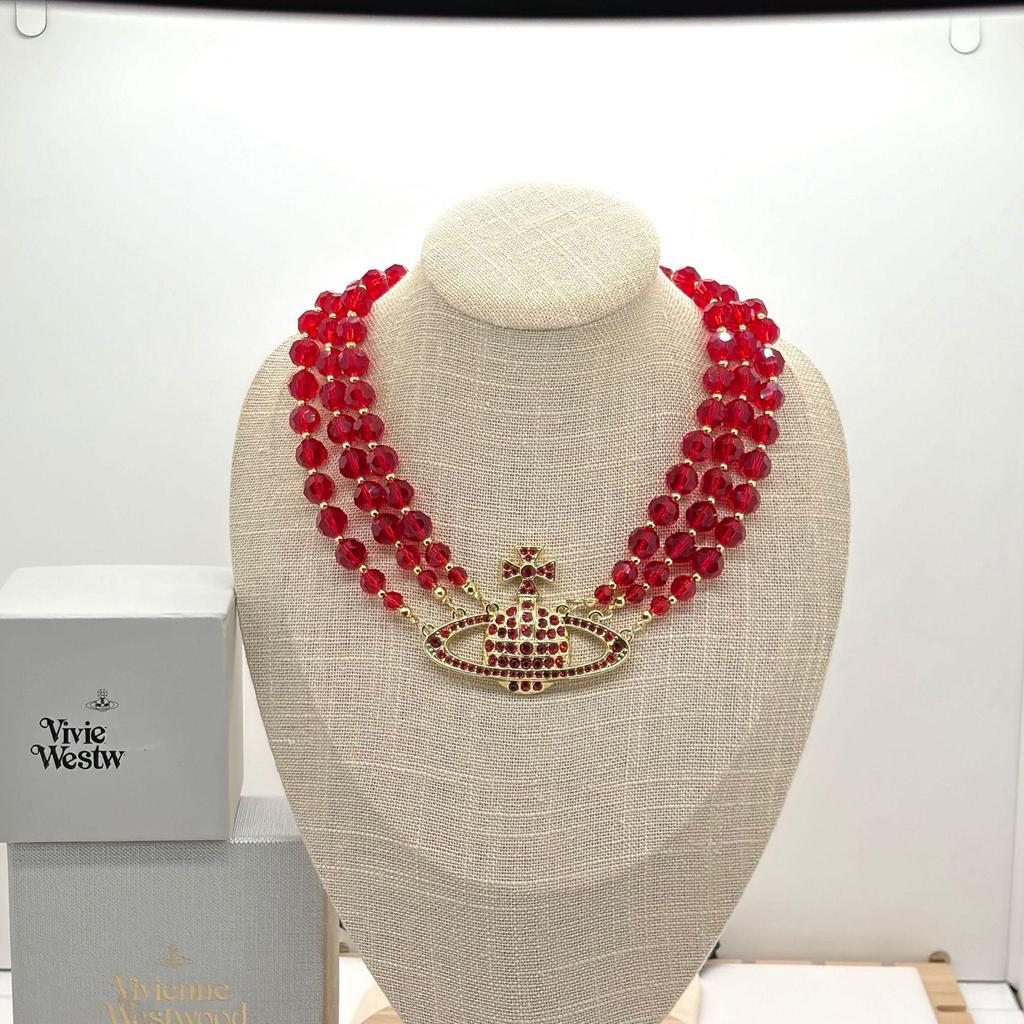 Vivienne High-End Three-Layer Pearl & Diamond Saturn Necklace for Women