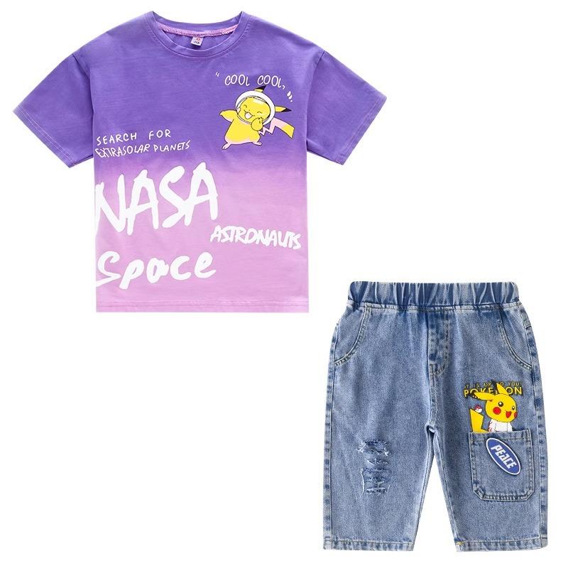 Ținută de vară pentru băieți, haine sport la modă, subțiri, cu mânecă scurtă, pentru copii mari, set casual elegant