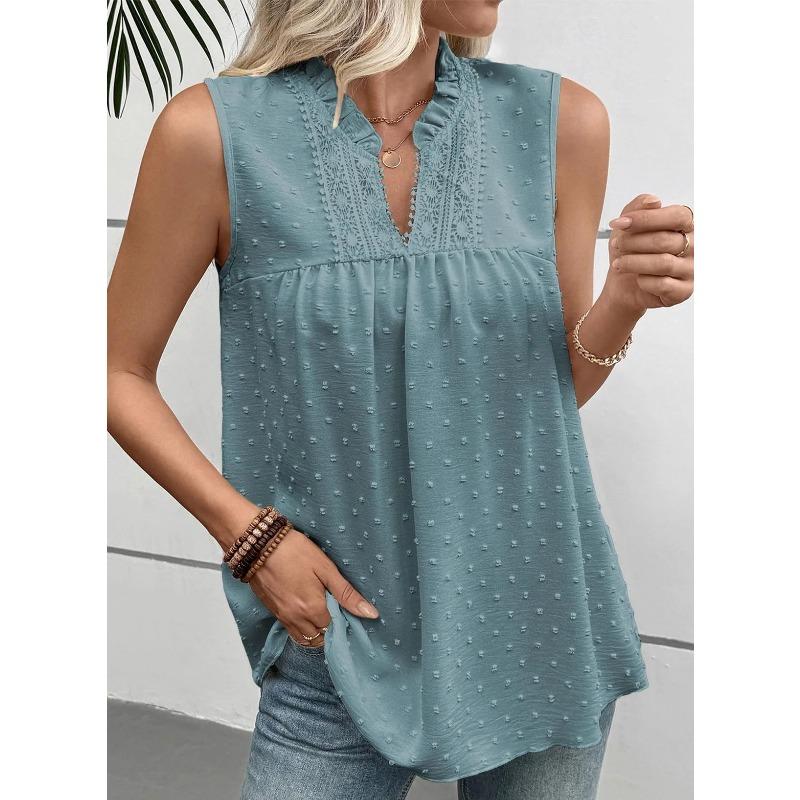JPNTKY Women's Fashion Casual Sleeveless V-Neck Blouses & Shirts