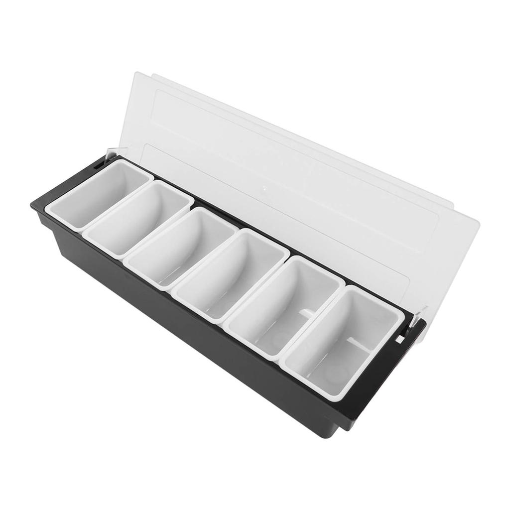 Kitchen Seasoning Box with Cover Multi Grids Spice Box for Home Salt Sugar Nut Candy Dried Fruit Black 6 Grids
