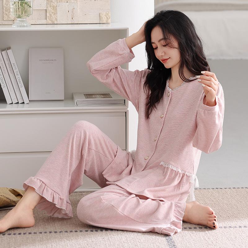 Double-Sided German Velvet Pajamas Women'S Autumn, Winter, Spring And Autumn Thickened Long-Sleeved Loungewear Women'S Thin Velvet Suit