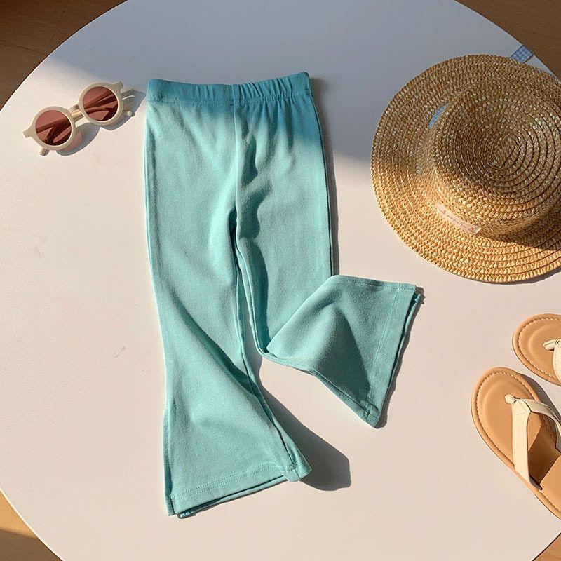 Children's Clothing Girls' Pants 2025 Spring and Autumn New Versatile Casual Slit Flared Pants for Young Children Solid Color Long Pants
