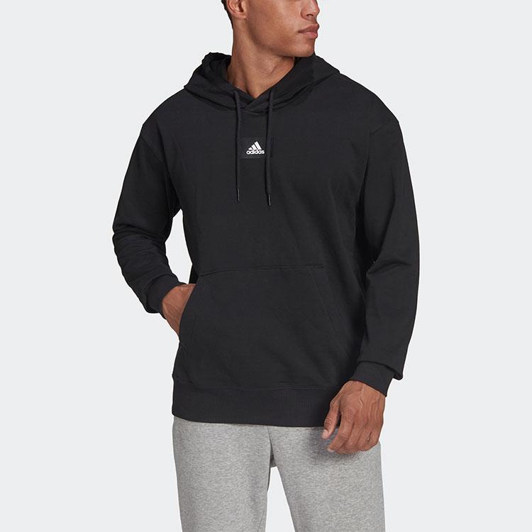 Adidas Logo Solid Color Sports Hoodie Men Tops Black HE4354