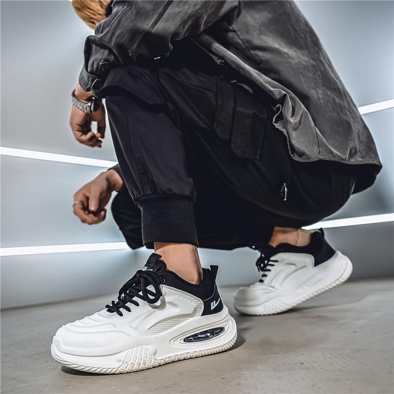 Warrior Casual Fashion Versatile Daily Commuting High Wrap Durability Lightweight Non-Slip Low-Top Dad Shoes Men Sneaker White Black WXY(S)-4681N02