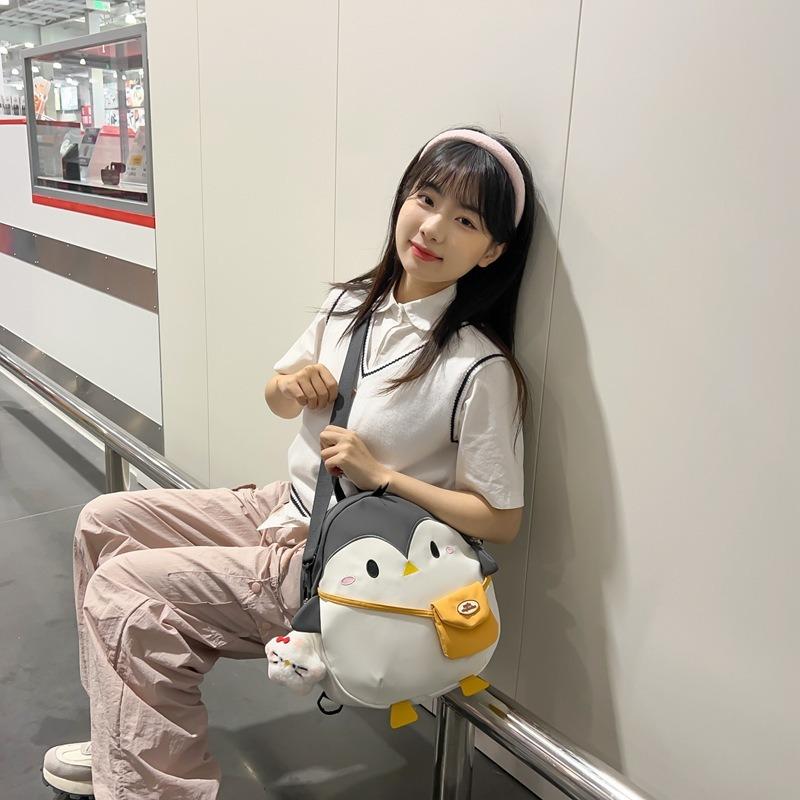 Cute Penguin Backpack Female New Versatile Cartoon Funny Backpack Casual Student Small School Bag