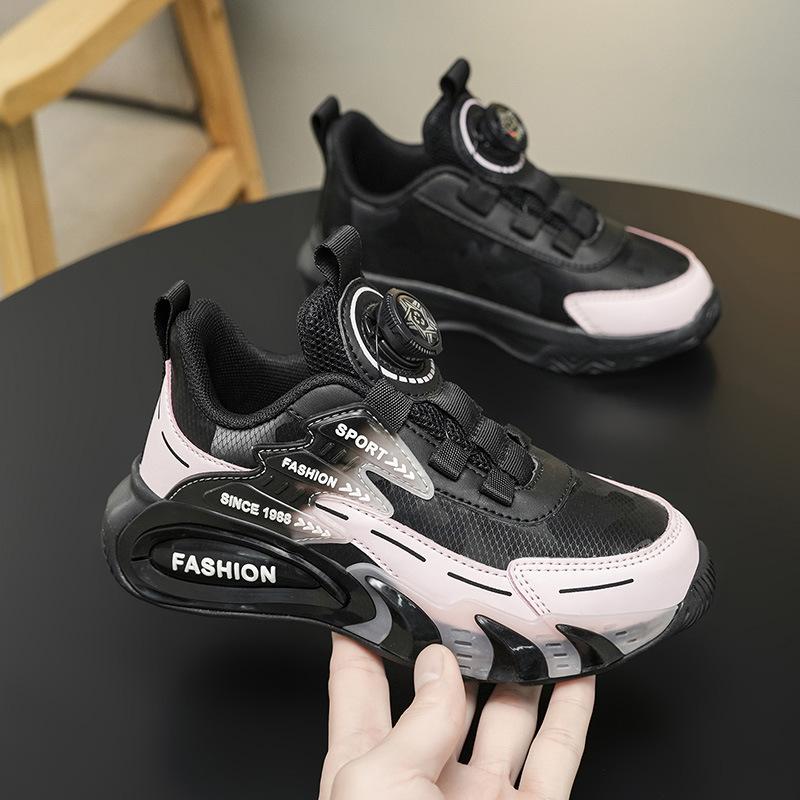 Children's Rotating Buckle Classmate Spring and Autumn Breathable Mesh Sports Shoes Boys Versatile Fashion Running Shoes Entity