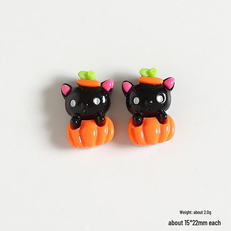 Halloween Resin Ghost & Pumpkin DIY Ornaments: Black Cat, Stickers, Hair & Phone Accessories