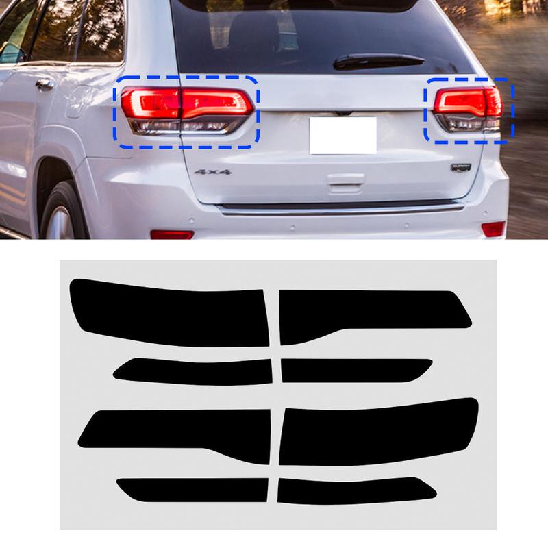 8 Stück Rücklicht-Tönungsfolie Vinyl-Aufkleber für Jeep Grand Cherokee 2014- Autozubehör Lichtabdeckung