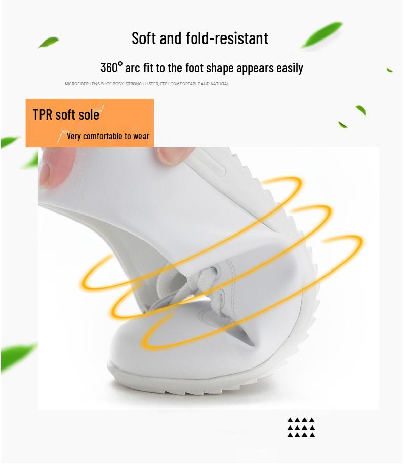 White Women's Genuine Leather Sneakers - Soft Sole, Casual Flat Shoes for Spring 2025