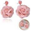 Eye-catching Lace Flower Pink Rose Stud Earrings