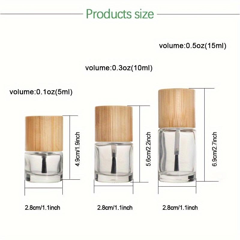 

2pcs/set Round Clear Glass Bottles with Bamboo Lids for Cosmetics, Nail Polish, Portable Transparent Makeup Sample Vials. Light Grey