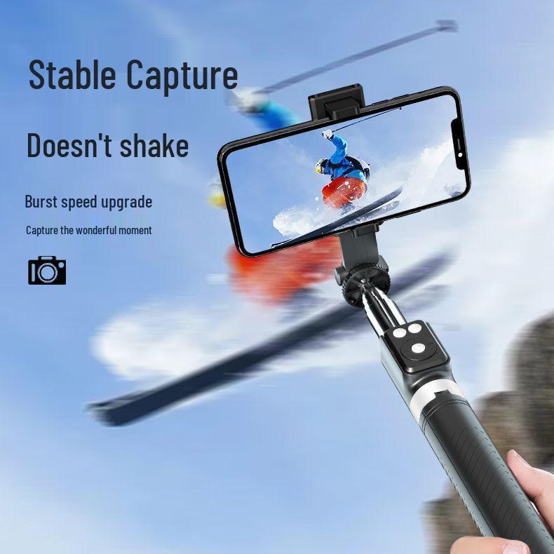 2025 Portable Bluetooth Selfie Stick with Adjustable Phone Holder and Floor Stand for Travel and Live Streaming
