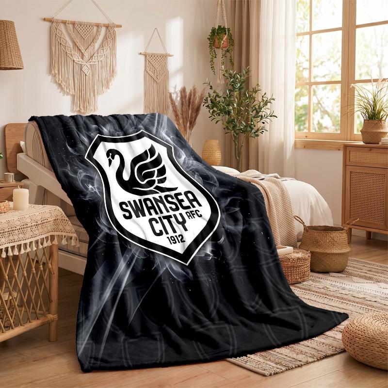 Coperta in Pile a Tema Swansea City Morbida e Accogliente in Peluche per Camera da Letto Divano Viaggio