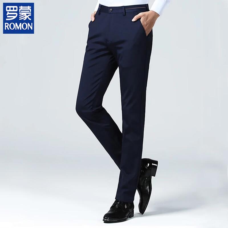 Romon Men s Business Casual Straight-Fit Trousers 36