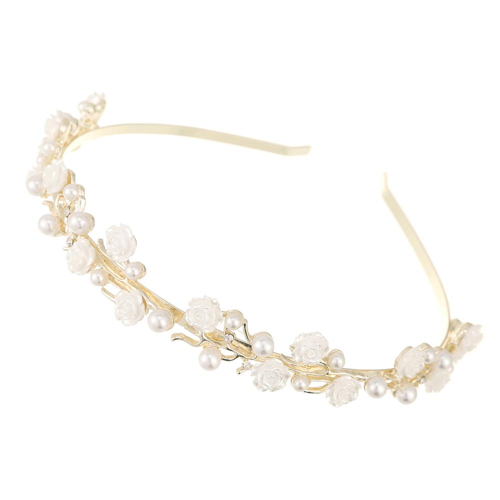

Жемчужная Стразовая Цветочная Повязка на Голову Модные Сплавные Кристальные Повязки для Волос для Женщин Повседневные Аксессуары для Волос
