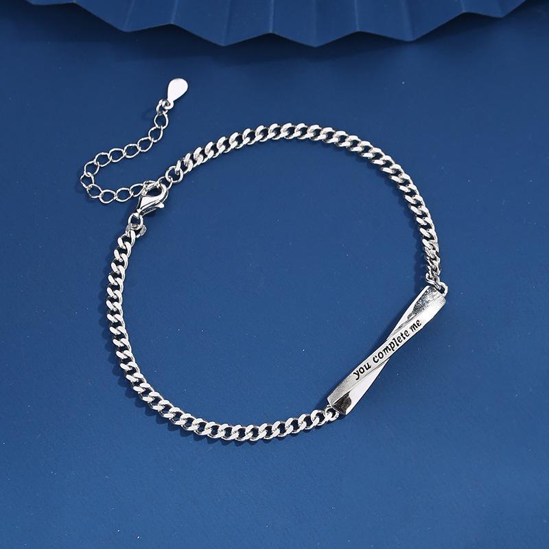 Original You Let Me Complete A Pair of Couple Bracelets Niche Simple Design Ins Style Couple Chain