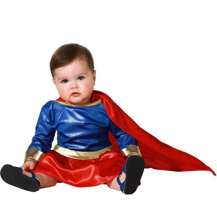 Déguisement d'héroïne kryptonienne - ATOSA - Bébé 12-24 mois - Multicolor - Robe et cape - Licence Superman