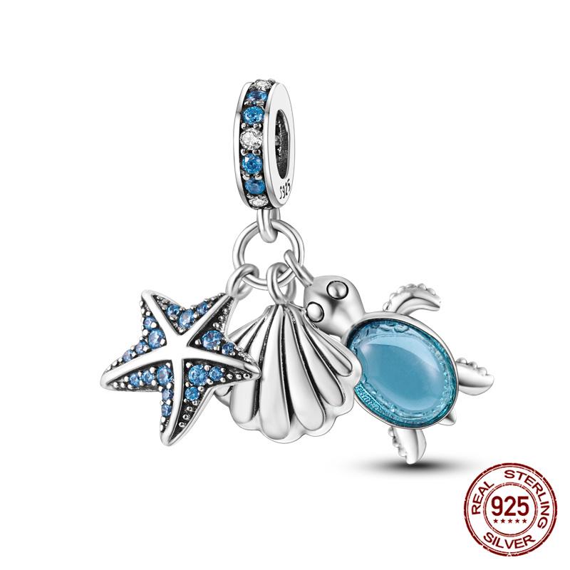 Charm Copper Marine Life Starfish Turtle Charm Bead Fits Women 3Mm Original Bracelet Necklace Diy Fine Jewelry Gift