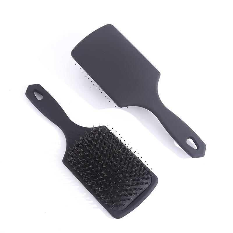 Boar Bristle Black Hair Brush Airbag Head Massage Detangler