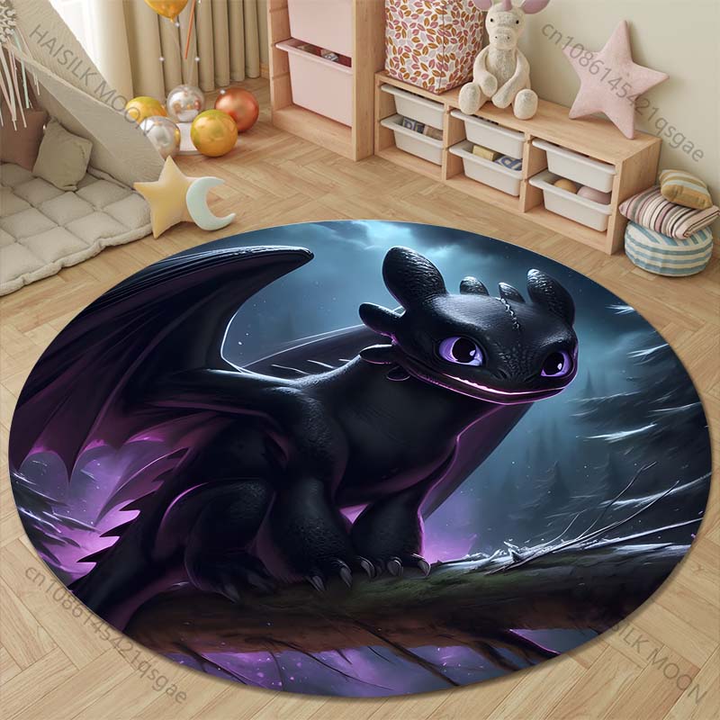 Multiple Sizes How T0 Train Your D-Dragon Print Round Rugs Carpet for Living Room Bedroom Kids Room Bath Chair Mat Home Decor