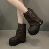Small thick-soled heightening Martin boots women's new autumn sweet and cool wind big-headed trouser boots medium tube short boots