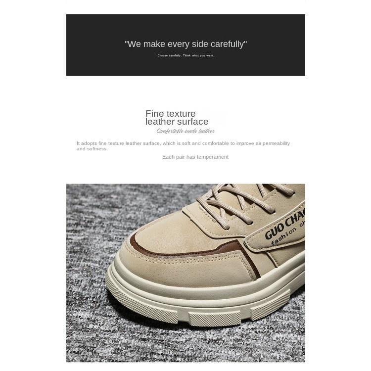 Spring Men's Shoes Breathable High Help Shoes Men's Trend 100 Thick Soles Non-slip Casual Short Boots Labor Protection Shoes