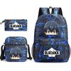 3 Piece School Backpack Set for Students Large Capacity Oxford Cloth Schoolbag with Shoulder Strap and Pencil Case