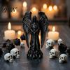 Gotycka Dekoracja Domu Rzeźba Drukowana 3D, Ciemny Anioł ze Szczegółową Fakturą Piór, Matowa Czarna Figurka do Biura na Halloween