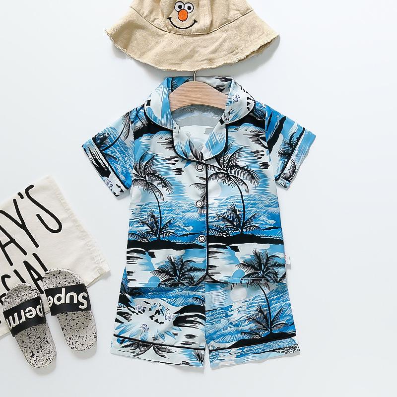 BB58 Mufurui Summer Kids' Silk Bear Cartoon Pajama Short Sleeve Two-Piece Set