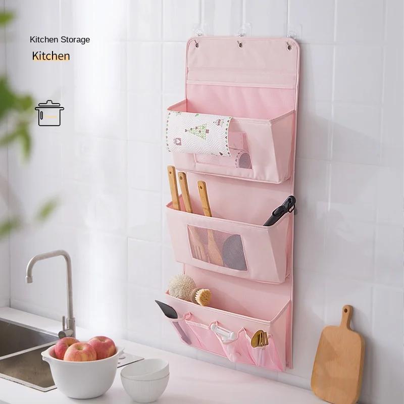 Creative Fabric Makeup Storage Bag Multi-layer Hanging Bag Behind Door Organizer Bag Dormitory Storage Bag Sundries Bag