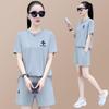 Casual Sportswear Short-sleeved Shorts Suit Summer Women's High-waisted, Stylish, Age-reducing, Slimming, Loose Solid Color Two-piece Set
