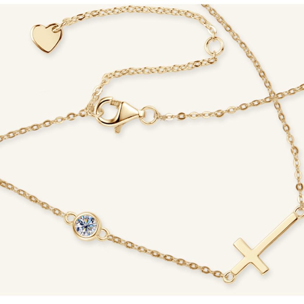 Vinregem 925 Sterling Silver VVS1 3EX D Color 4 MM Round Cut Real Moissanite Diamond Gemstone Cross Pendant Necklace Fine Jewelry GRA