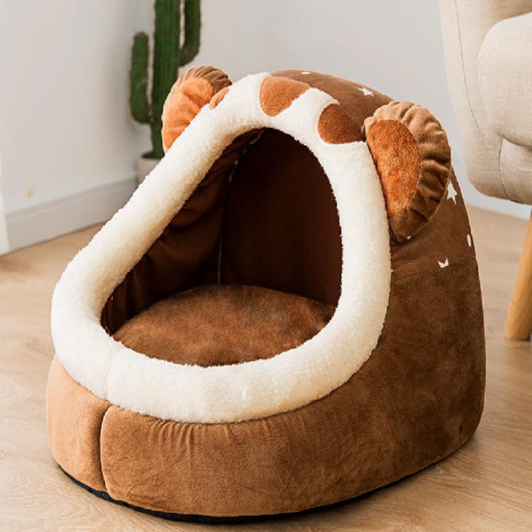 

Собачья будка и будка для кошек, полузакрытая, зимняя, теплая, всесезонная, матрас, плюшевый мишка, товары для животных для больших, средних и маленьких собак S=(30*30*28)